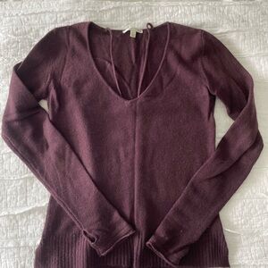 Nordstrom Women's Cashmere V-Neck Sweater - Deep Burgundy